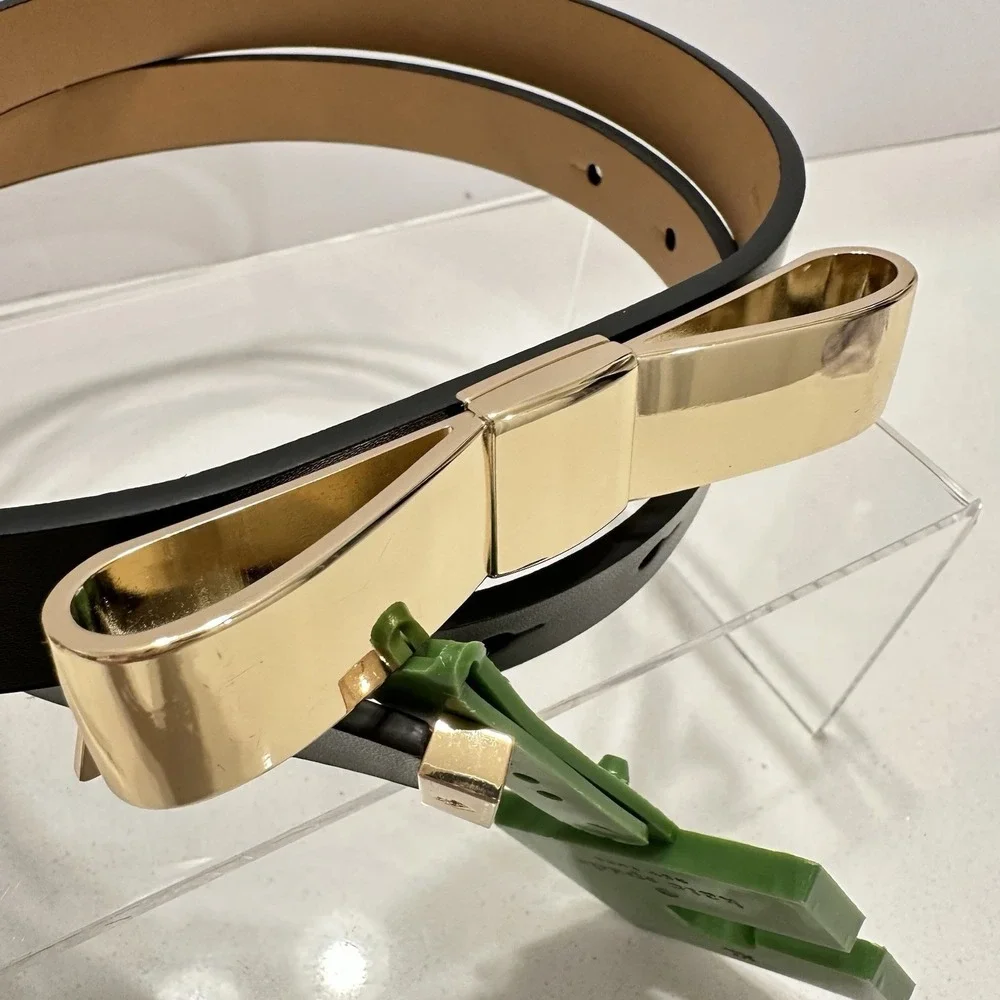 Kate Spade Large  Bow Genuine Leather Belt‎ Black Extra Large NWT Beautiful